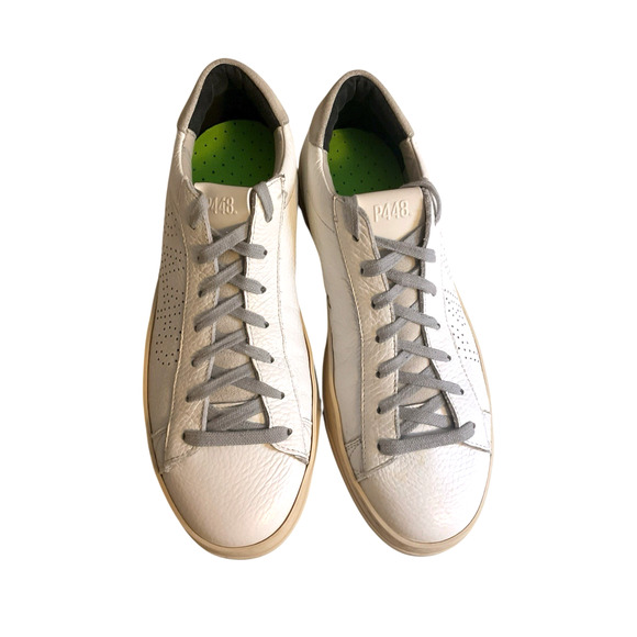 P448 Jack Lace Up Closure Women’s EU 39 US 8 Leather Sneaker White & Gray Italy - Picture 15 of 16